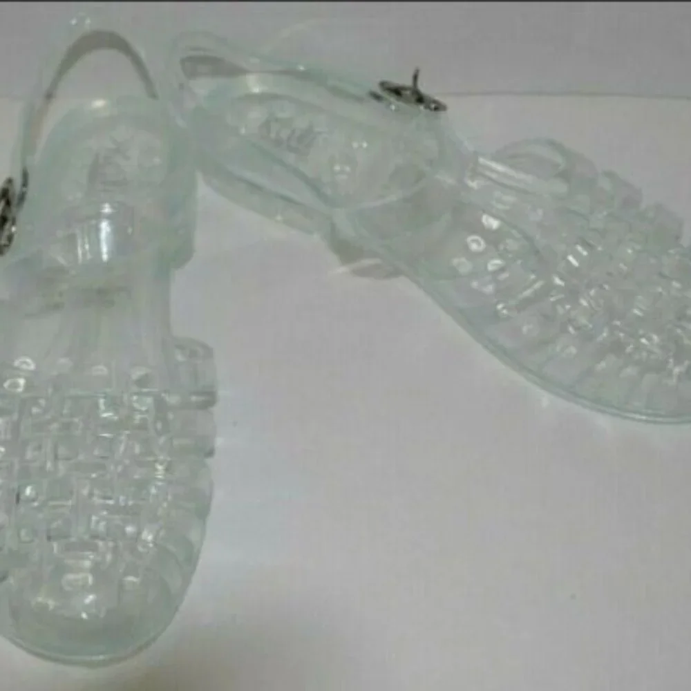 Women Low Flat Heel Gladiator Water Summer Shoes Jelly Fisherman Sandals CLEAR